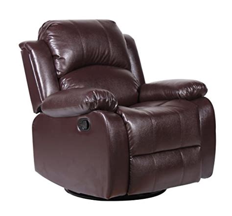 Bonded Leather Rocker And Swivel Recliner Living Room Chair Brown