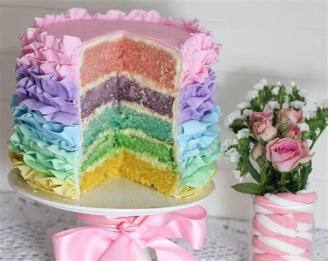 Pastel Rainbow Ruffle Cake 5 Steps With Pictures