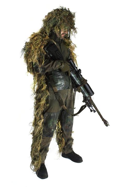 Sniper In Ghillie Suit Sniper Is Wearing A Ghillie Suit Sponsored