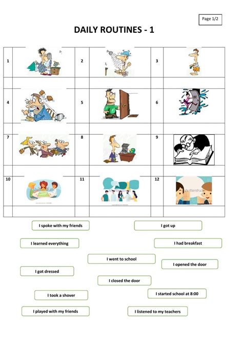 Daily Routines Interactive Worksheet Daily Routine Worksheet Daily