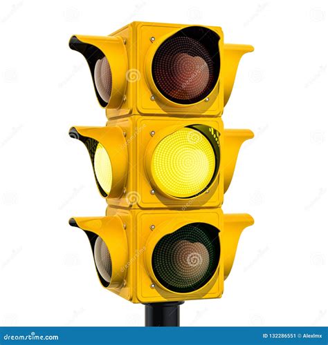 Yellow Traffic Light With Yellow Color 3d Rendering Stock Illustration