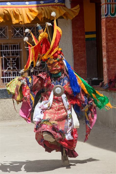 Tibetan Buddhist Lamas Perform A Ritual Dance In The Monastery Of