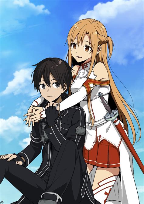 i colored a manga panel for my friend of kirito and asuna swordartonline