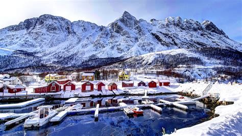 Full Hd Wallpaper Norway Ice Berth Mountains Village