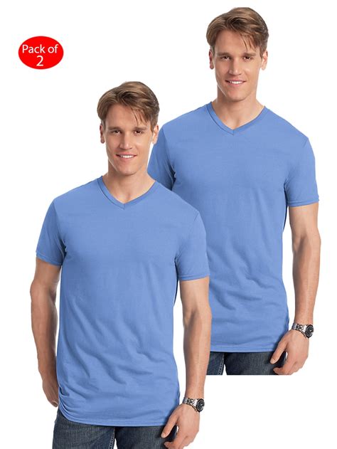 Hanes Mens Nano T V Neck T Shirt Color Vintage Blue Size 2xl