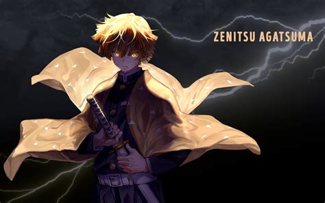 Download wallpaper fog, lightning, lightning, fog, Demon Slayer, yellow