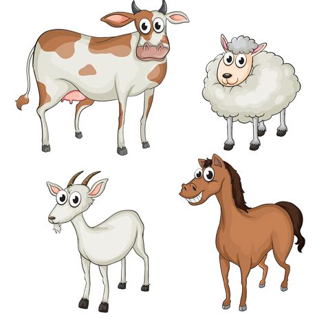 Farm Animals Vector Cartoon