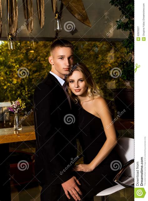Man And Woman Dressed In Black Stock Image Image Of Interior