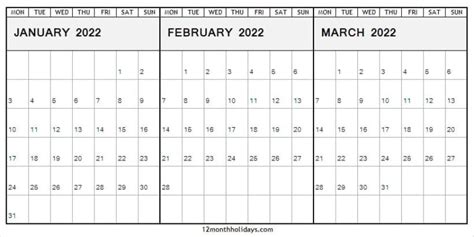 Jan To Mar 2022 Calendar Monday Start Free Editable 2022 Calendar