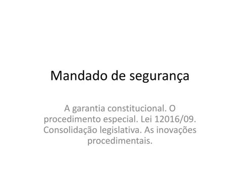 PPT Mandado de segurança PowerPoint Presentation free download ID