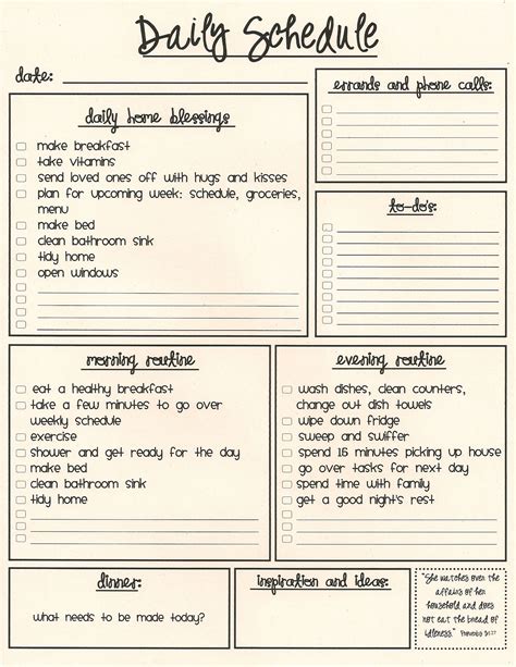 Daily Schedule When My Kids Were Younger I Used One Similiar To This