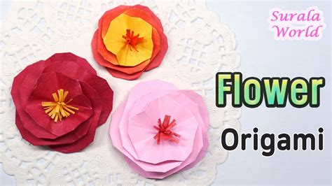 Paper Flower Diy Camellia Flower Origami With A Sheet Of Paper