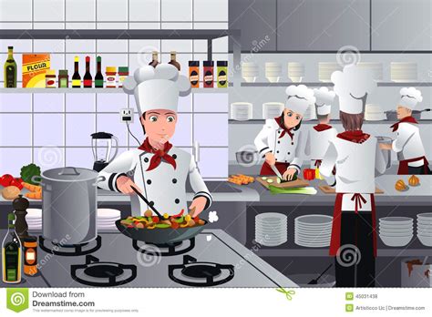 Tipos de comidas populares de asunción. Scena Dentro La Cucina Del Ristorante Illustrazione ...