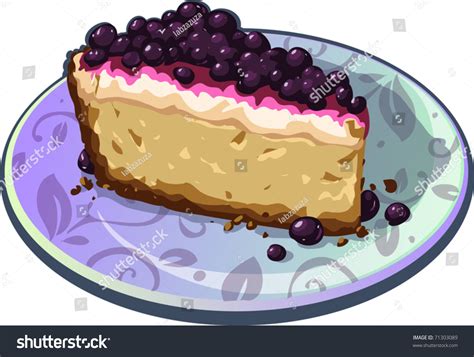 Cheesecake With Blueberries Stock Vector Illustration 71303089