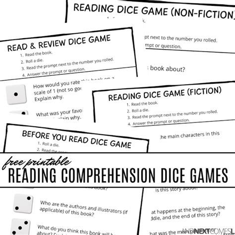 Free Printable Reading Comprehension Dice Games And Next Comes L