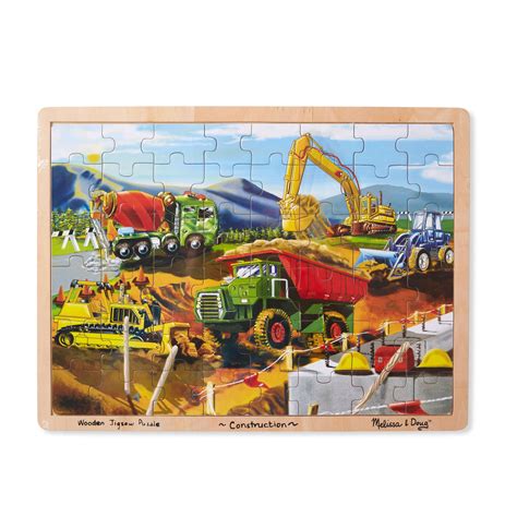 Melissa And Doug Construction Vehicles Building Site Wooden Jigsaw Puzzle