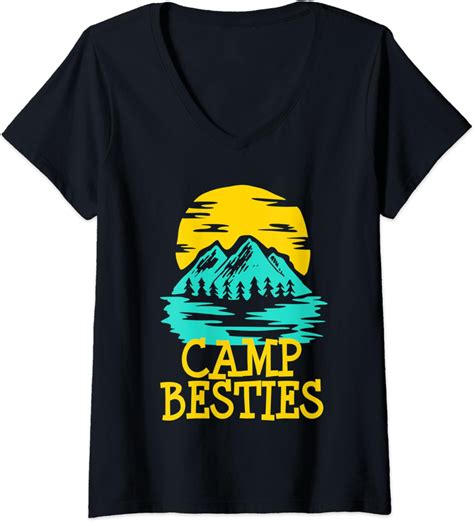 Womens Camp Besties Summer Camping Best Friends Hiking T