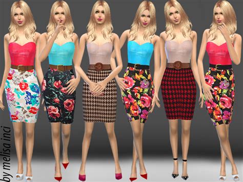Floral Print Contrast Dress By Melisa Inci At Tsr Sims 4 Updates