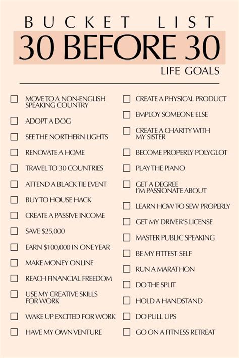 30 Before 30 Life Goals Bucket List Olympe And George