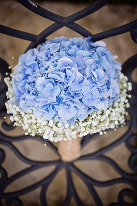 Blue Hydrangea Wedding Bouquet Rustic Wedding Bouquet White Wedding