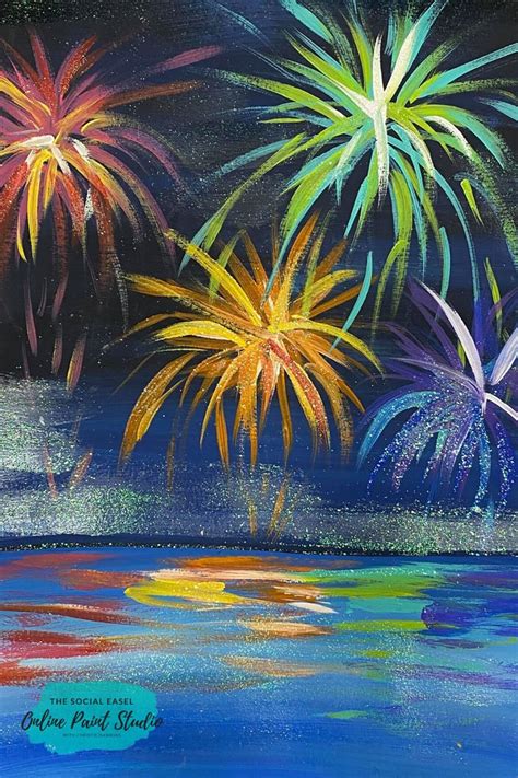 Fireworks Over Water Painting Tutorial Easy And Fun For Beginners
