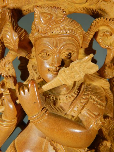 Outstanding Vintage Intricate Wood Carving Of Krishna From Etsy