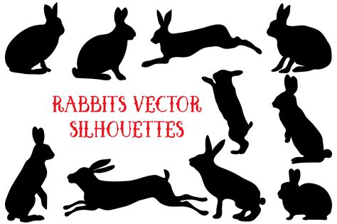 Rabbit Vector Silhouettes Set ~ Graphic Objects ~ Creative Market