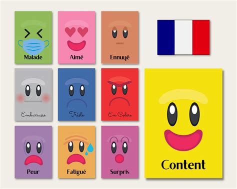 French Emotions And Feelings Flashcards Montessori Language Flash Cards