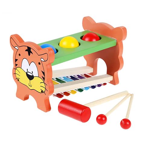 Playing Hamster Knock Piano Wooden 8 Sounds Knock Tables Early