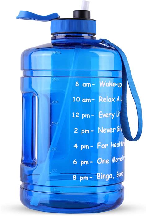 Gym Large Water Bottle With Time Marker And Removable Straw Wide Mouth Gallon Motivational Water