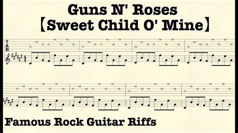 Famous Rock Guitar Riffs With Tabs Sweet Child Omine Gunsnroses