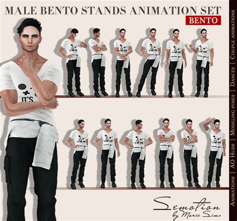 Second Life Marketplace Semotion Male Stands Set 10 Hq Bento Animations