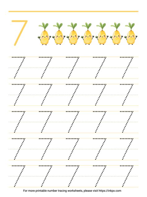 Free Printable Count And Trace Number 7 Tracing Worksheet · Inkpx