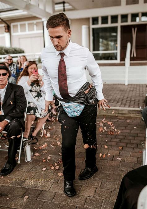 flower man dazzles at friends wedding with fanny packs fall foliage abc news