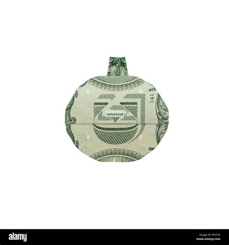 Money Origami Pumpkin Folded With Real One Dollar Bill Isolated On