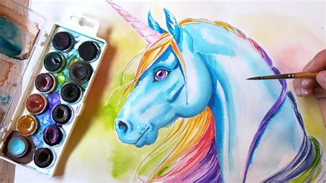 Watercolor Painting Of A Unicorn In Real Time Youtube