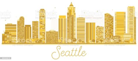 Seattle City Skyline Golden Silhouette Stock Illustration Download