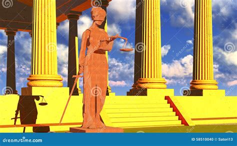Themis - Lady of Justice in Court Stock Illustration - Illustration of