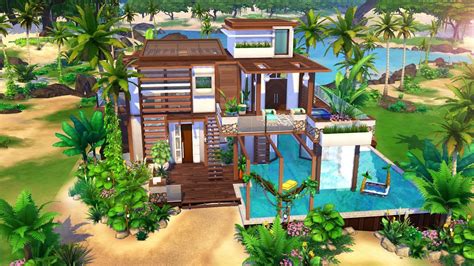The Sims 4 Speed Build Tropical Beach Mansion No Cc Youtube