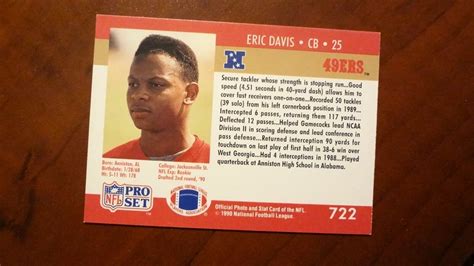 1990 Pro Set 722 Eric Davis Football Card Ebay