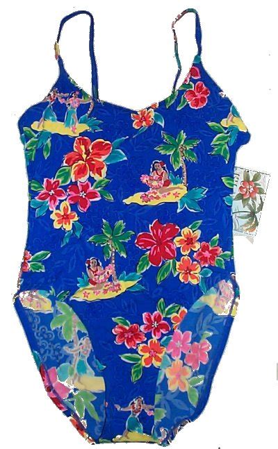 Islander Wonderful Hawaiian Print 1 Piece Bathing Suit Swimsuit