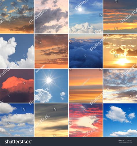 Collage Clouds Skies Different Time Day Stock Photo 213787591