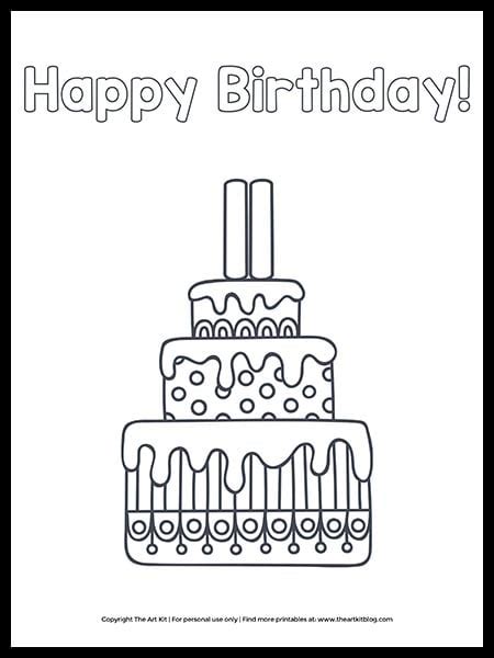 Cute Printable Happy 11th Birthday Cake Coloring Page The Art Kit
