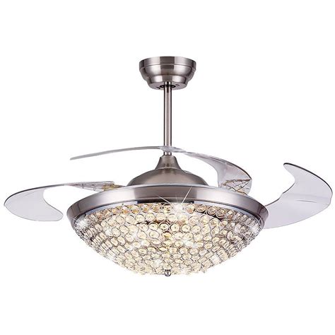 Corso 18 inch led ceiling light fixture with remote. LED Crystal Ceiling Fan Lamp Remote Control Chandelier ...