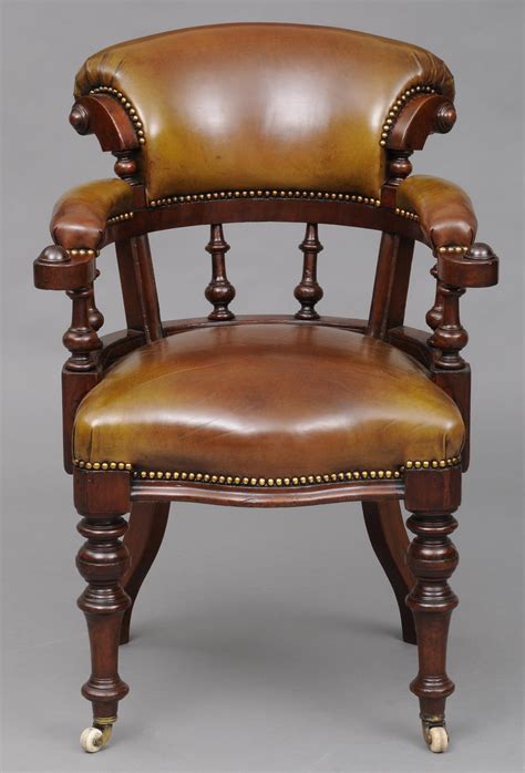 Antique Desk Chair English Antique Mahogany And Leather Desk Chair