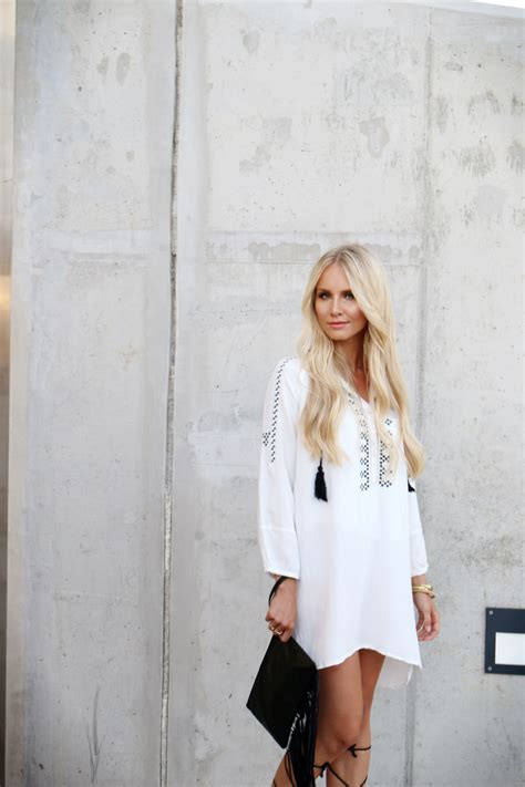 Chic dress made of 100% organic cotton the dress is decorated with embroidered and cut lace, complemented by an organic cotton lining color: White Embroidered Dress, Gladiator Sandals & Fringe Clutch ...