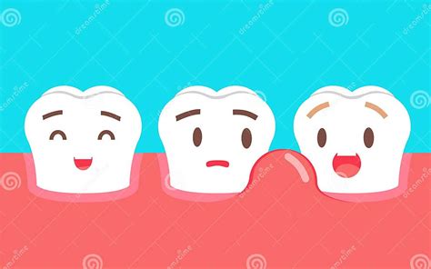 Cute Cartoon Tooth Character With Gum Problem Dental Care Concept