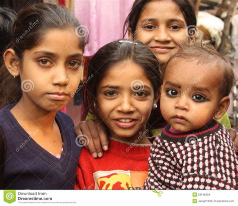 Closeup Of Poor Indian Children Girls Editorial Stock