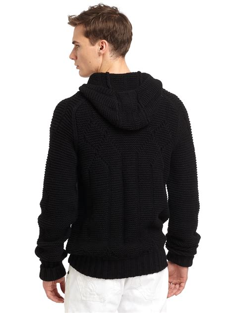 Lyst Roberto Cavalli Cashmere Wool Knit Zip Hoodie In Black For Men