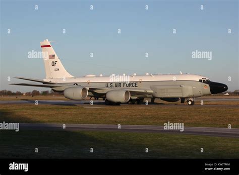Deployed Usaf Rc 135w Taxiing For Departure Just After Dawn At Raf